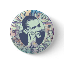 Obama Unity, Hope, Change and Peace 2012 Pinback Buttons