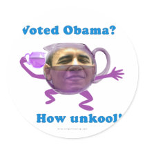 Obama unkool round stickers