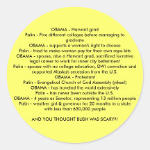 OBAMA v. Palin Stickers
