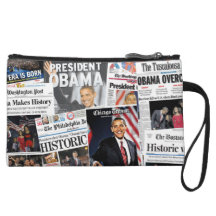 Obama Wins 2008/2012 Newspaper Clutch Bag Wristlet Purse