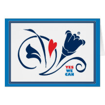 Obama - Yes We Can, Love Blossoms Cards, w/ border