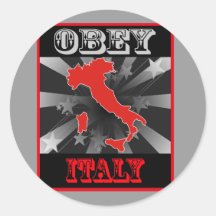 Obey Italy Round Stickers