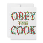 Obey the Cook Saying Holiday Lights invitations