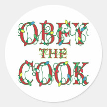 Obey the Cook Saying Holiday Lights Round Sticker