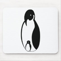 Oblong Penguin Parent and chick Mouse Pad