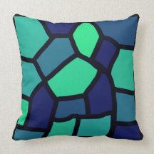 Ocean Blue Abstract Stained Glass Pillow