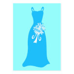 Ocean blue dress with bouquet business cards