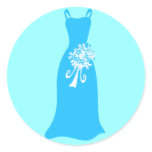 Ocean Blue Dress with Bouquet Round Sticker