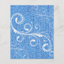 Ocean Blue Elegant Damask Swirl Party Custom Flyer