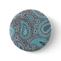 Ocean Blue paisley Pinback Buttons