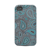 Ocean Blue paisley Tough Iphone 4 Covers