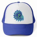 Ocean Blue Spiral Sea Shell Mesh Hat