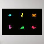 Ocean Glow_black light aquarium style Multi-Icon posters