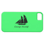 Ocean Glow_Black-on-Green Clipper Ship_personalize iPhone 5 Cases