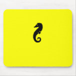 Ocean Glow_Black-on-Yellow Seahorse mousepads