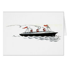 Ocean Liner at Sea Line Drawing Greeting Cards