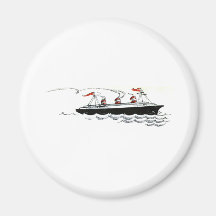Ocean Liner at Sea Line Drawing Magnet