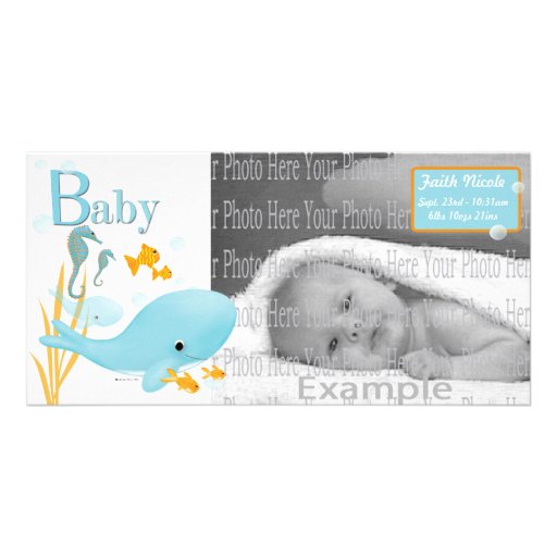 Ocean View Baby Photo Annoucement Photo Card Template