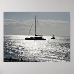 Ocean with boats print