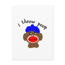 ock Monkey "I THROW POOP" Postcards