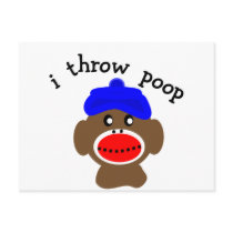 ock Monkey "I THROW POOP" Postcards
