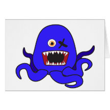 Octo-Monster in blue Greeting Card