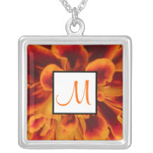 OCTOBER Birth Flower Monogram Necklace - Marigold