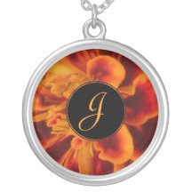 OCTOBER Birth Flower Monogram Necklace - Marigold
