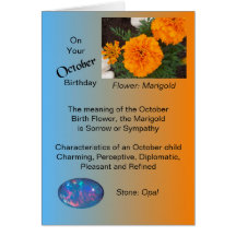 October Birthday Card - Marigold and Opal