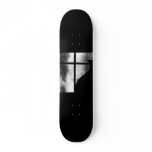 October Showers Black Cat Silhouette At Window BW skateboards