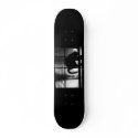 October Showers Cat Silhouette At Window 2 B&W skateboards