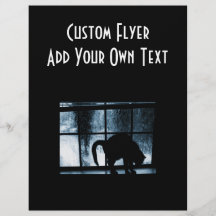 October Showers Cat Silhouette At Window 2 Blue Custom Flyer