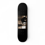 October Showers Cat Silhouette At Window 2 Orange skateboards