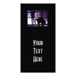 October Showers Cat Silhouette At Window 2 Purple photo cards