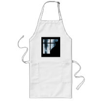 October Showers Cat Silhouette At Window Blue Aprons