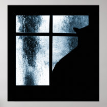 October Showers Cat Silhouette At Window Blue