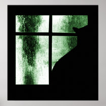 October Showers Cat Silhouette At Window Green