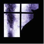 October Showers Cat Silhouette At Window Indigo photo sculptures