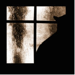 October Showers Cat Silhouette At Window Orange photo sculptures