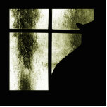October Showers Cat Silhouette At Window Yellow photo sculptures