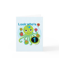 Octopus 1st Birthday T-shirts and Gifts Greeting Card