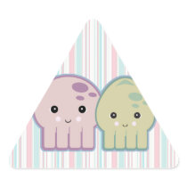 octopus and squid pals round stickers