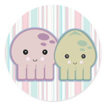 octopus and squid pals round sticker
