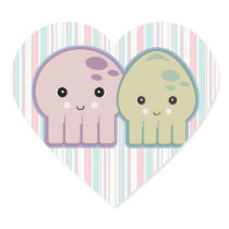 octopus and squid pals round sticker