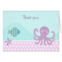 OCTOPUS & FISH Folded Thank you notes Cards