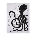 octopus lino block print post cards