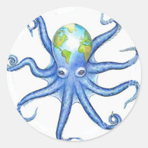 Octopus Round Stickers