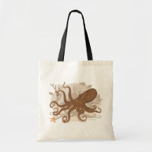 Octopus Starfish Coral Reef Tote Bag