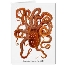Octopus with fun message for Valentine's Day Greeting Cards