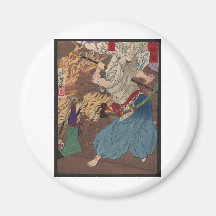 Oda Nobunaga fighting Samurai c.1800s Japanese Art Fridge Magnet